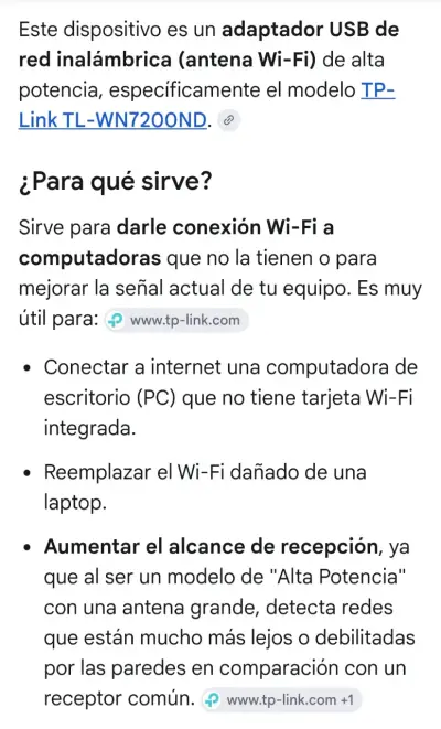 Adaptador USB WiFi TP-Link con antena - miniatura 2