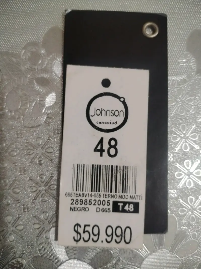 Terno negro a rayas Johnson talla 48 - 1
