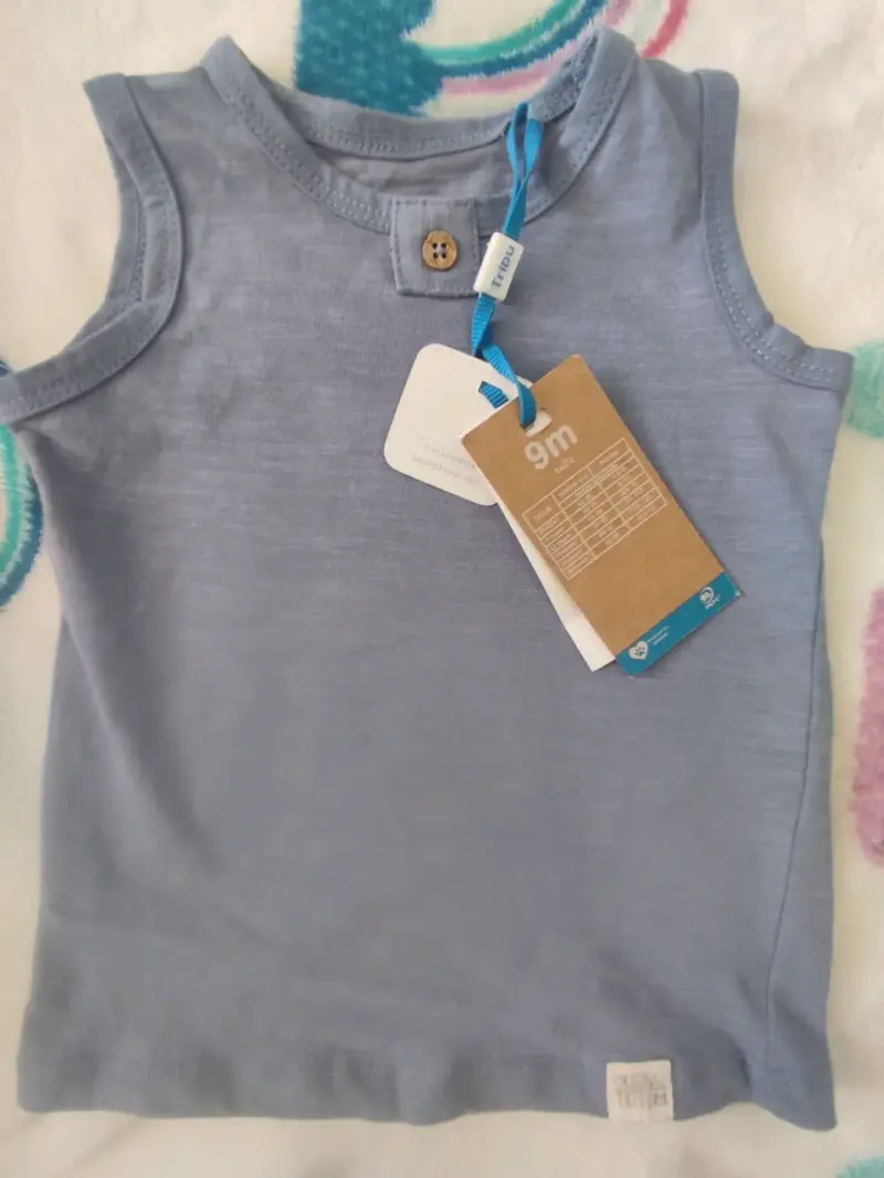 Polera sin mangas para bebé 9 meses azul - 1
