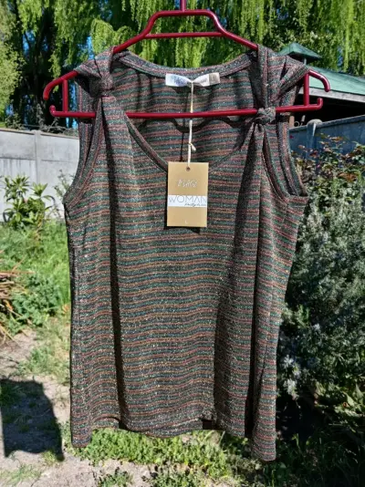 Blusa sin mangas con diseño a rayas para mujer - miniatura 1
