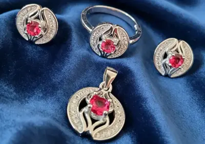 Conjunto de joyería en plata 925 con piedras - miniatura 1