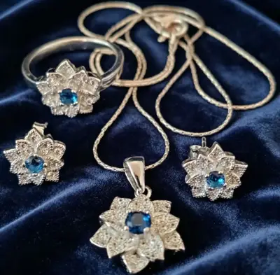 Conjunto de joyería en plata 925 con piedras - miniatura 3
