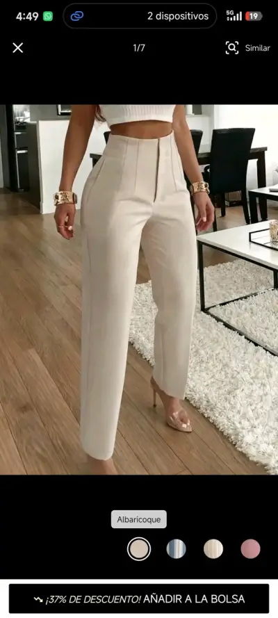 Pantalones de vestir color albaricoque para mujer - miniatura 1