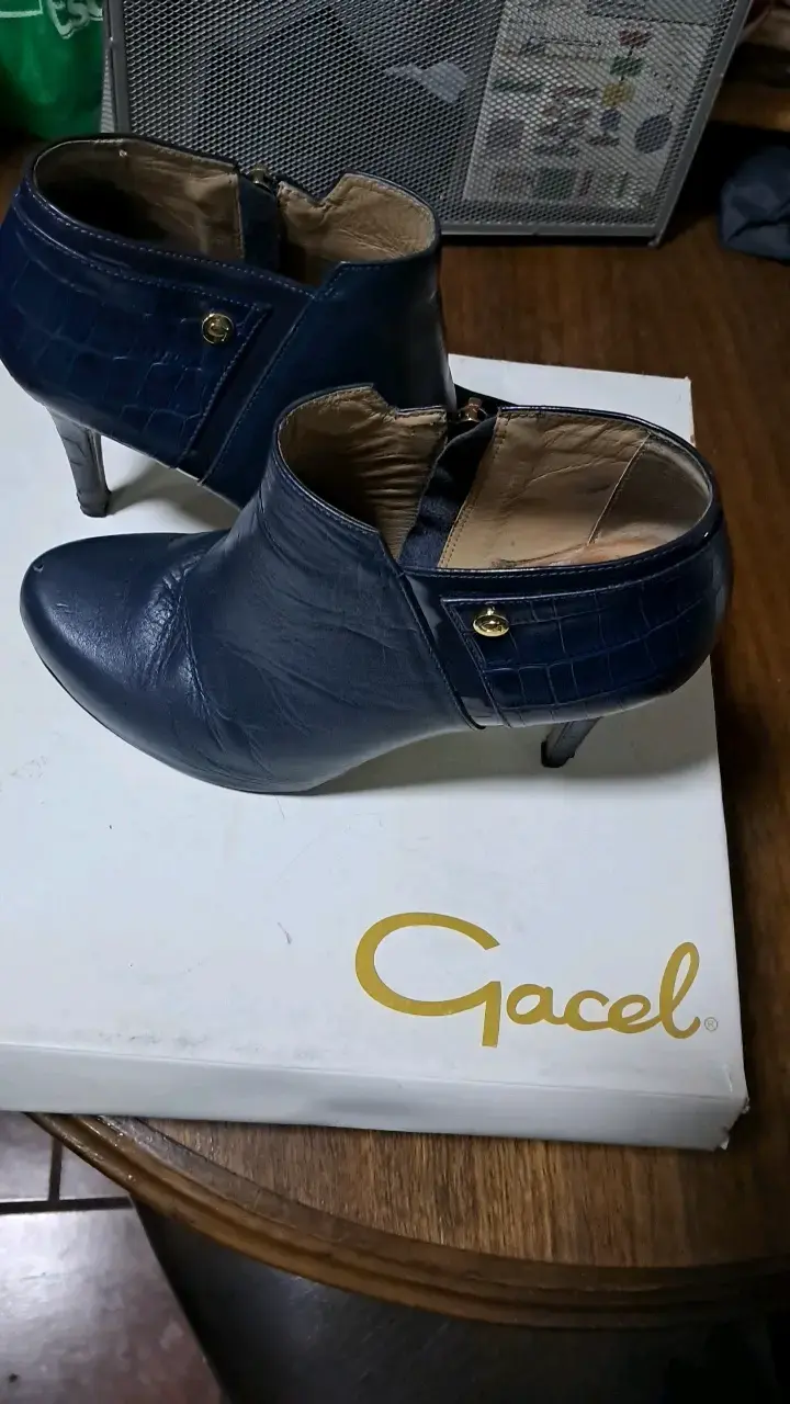Botines de cuero azul con tacón alto Gacel - 1