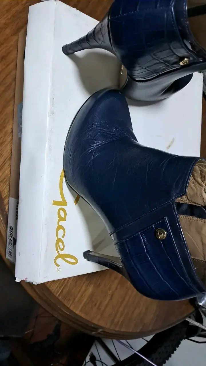 Botines de cuero azul con tacón alto Gacel - 2