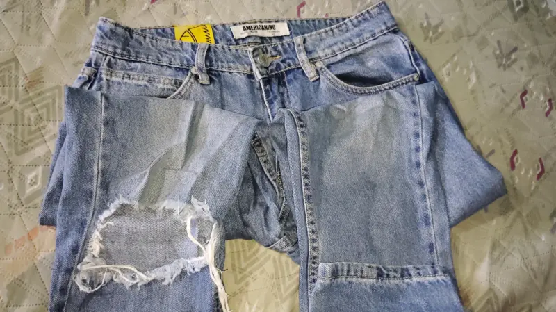 Jeans Americanino Baggy Azul Claro Desgastado - 2