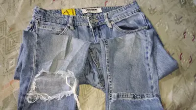 Jeans Americanino Baggy Azul Claro Desgastado - miniatura 2