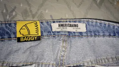 Jeans Americanino Baggy Azul Claro Desgastado - miniatura 3