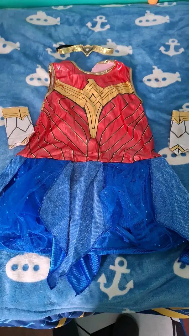 Disfraz de superheroína para niña con falda azul - 1