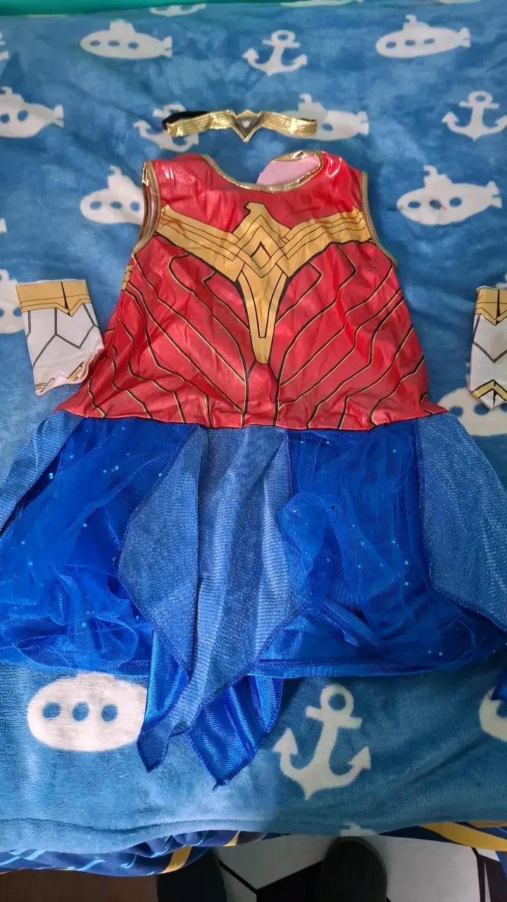 Disfraz de superheroína para niña con falda azul - 2