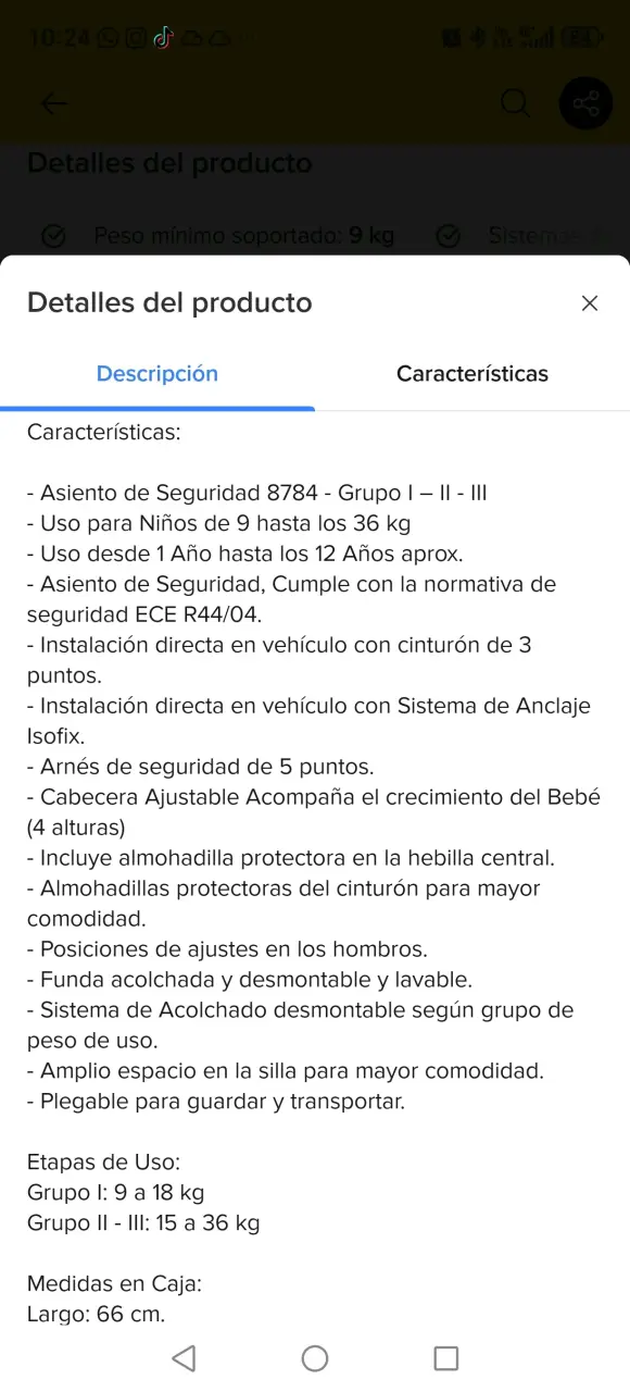 Silla de Auto Bebesit Negra con Arnés de 5 Puntos - 5