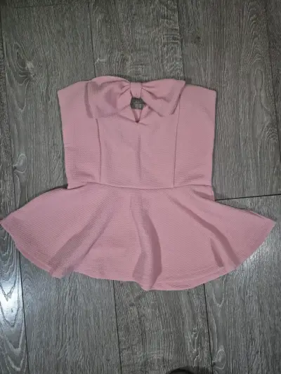 Top strapless rosado con lazo decorativo xs/s - miniatura 1