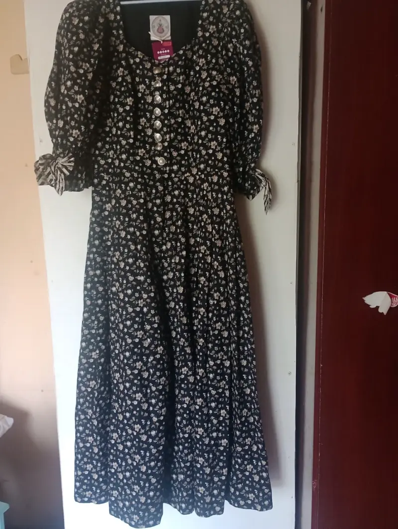 Vestido largo floral con botones y lazo - 3