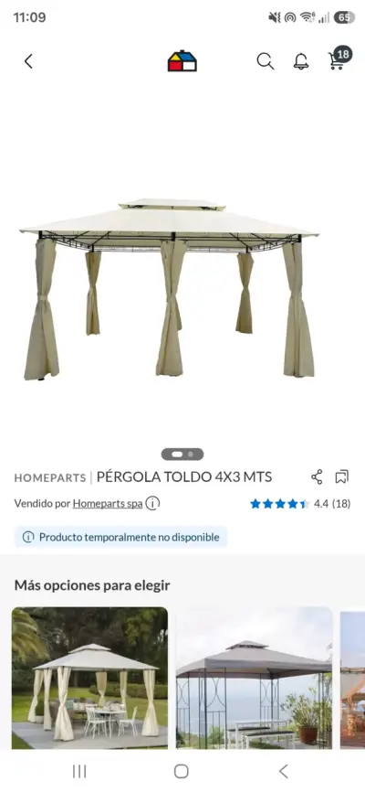 Pérgola Toldo 4x3 Metros Beige - miniatura 1