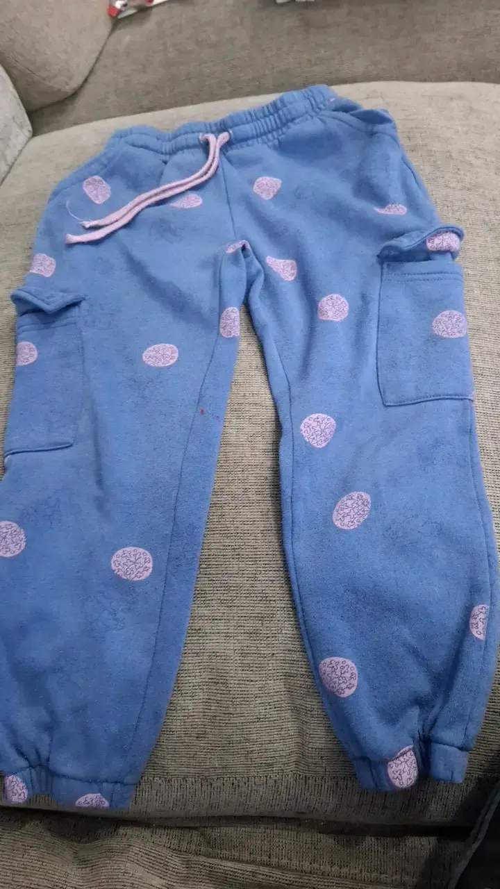 Pantalones de polar azul con estampado de puntos - 1