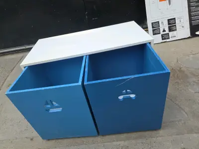 Banco organizador infantil azul con cajones - miniatura 2