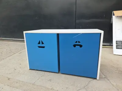 Banco organizador infantil azul con cajones - miniatura 4