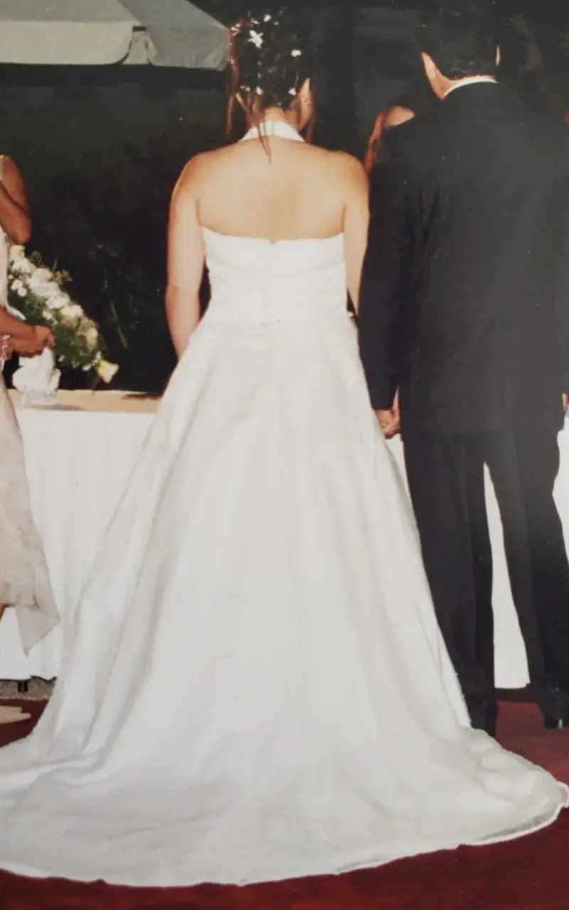 Vestido Novia blanco con detalles brillantes T44 - 3