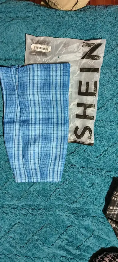 Falda corta a cuadros azul Shein - miniatura 1