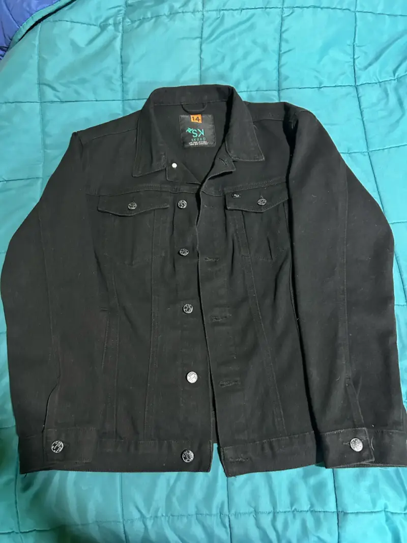 Chaqueta de mezclilla negra para hombre talla 14 - 3
