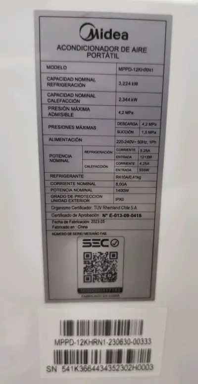Aire acondicionado portátil Midea con control digital - miniatura 5