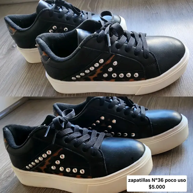 Zapatillas negras con tachas talla 36