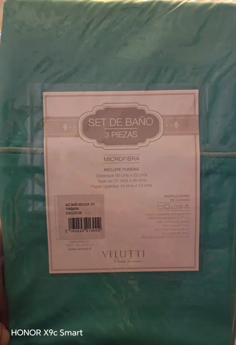 Set de baño 3 piezas microfibra turquesa - 1