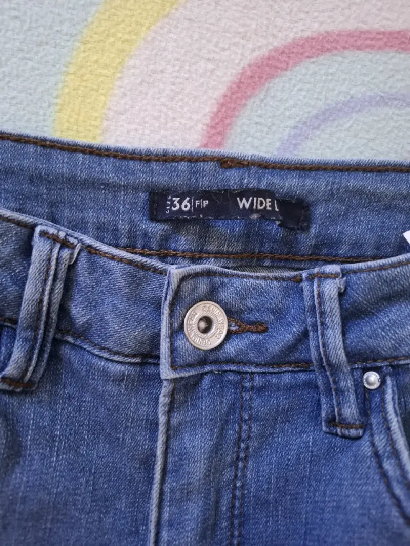 Jeans anchos de mezclilla azul talla 36 - 3