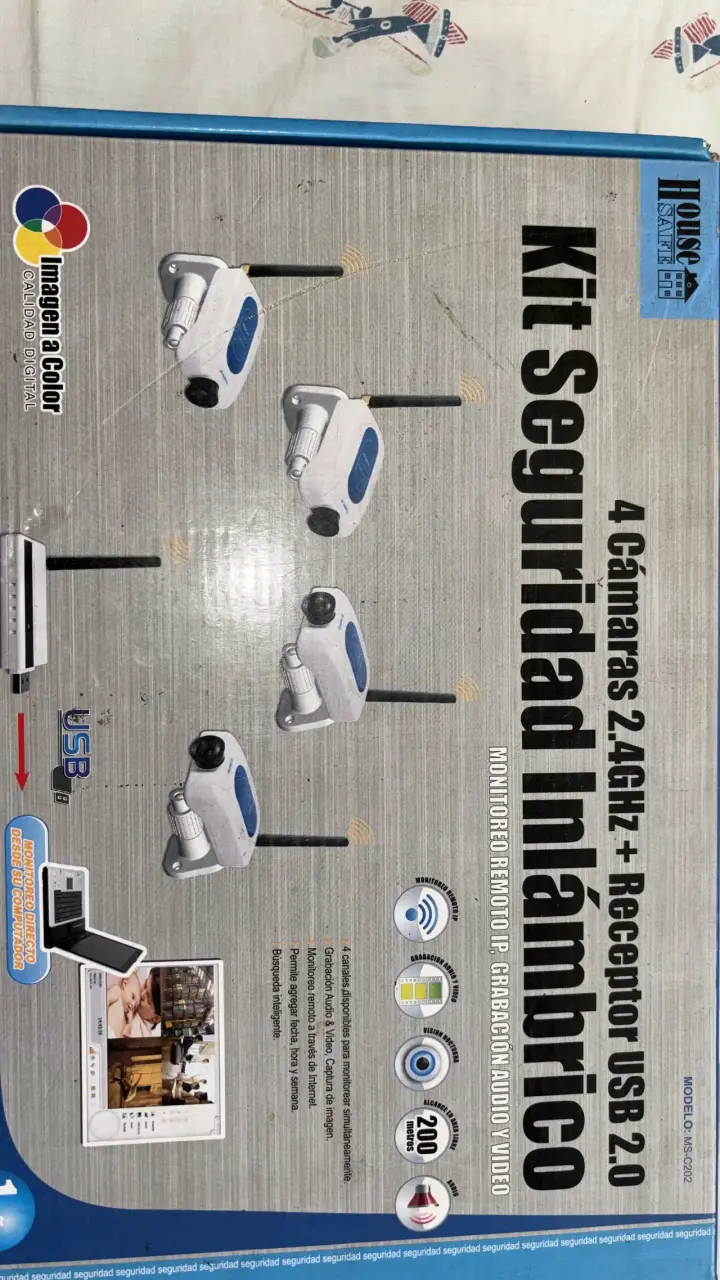 Kit de Seguridad Inalámbrico 4 Cámaras 2.4GHz