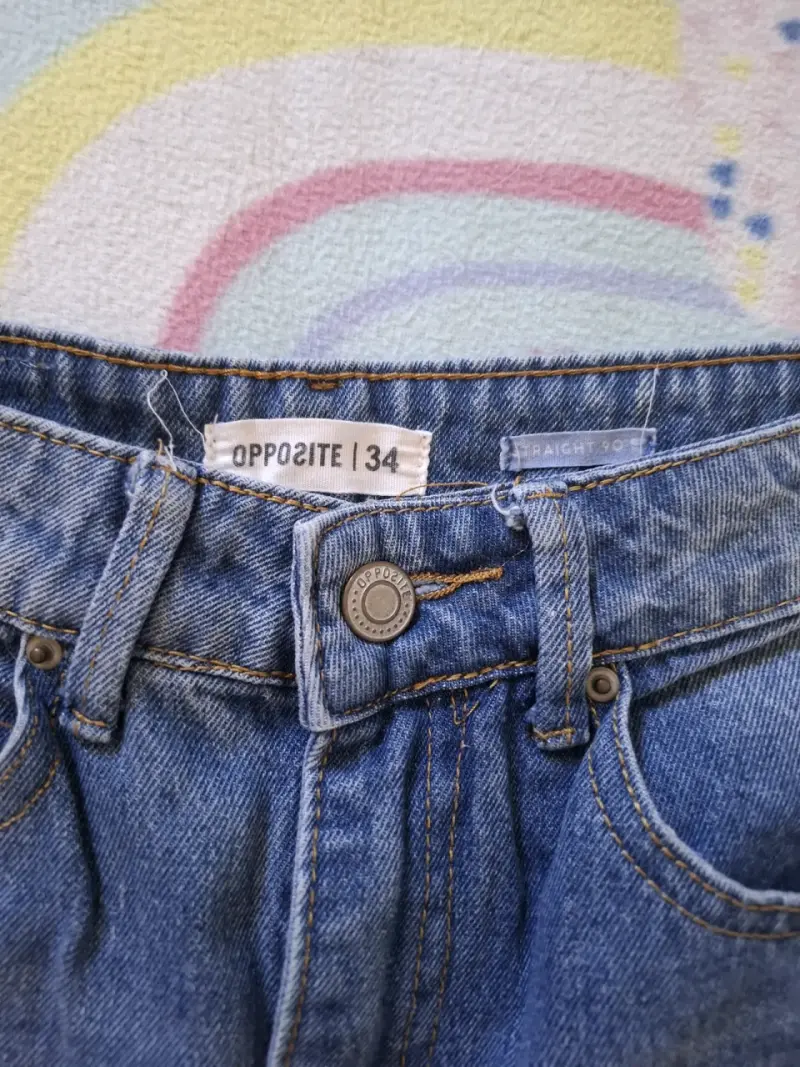 Jeans de mezclilla rasgados para mujer talla 34 - 3