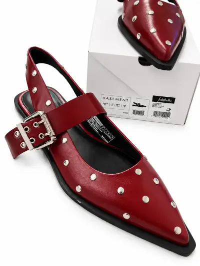 Zapatos burdeo con tachas Basement - miniatura 1