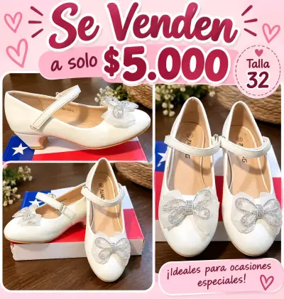 Zapatos de niña blancos con moño talla 32 - miniatura 1