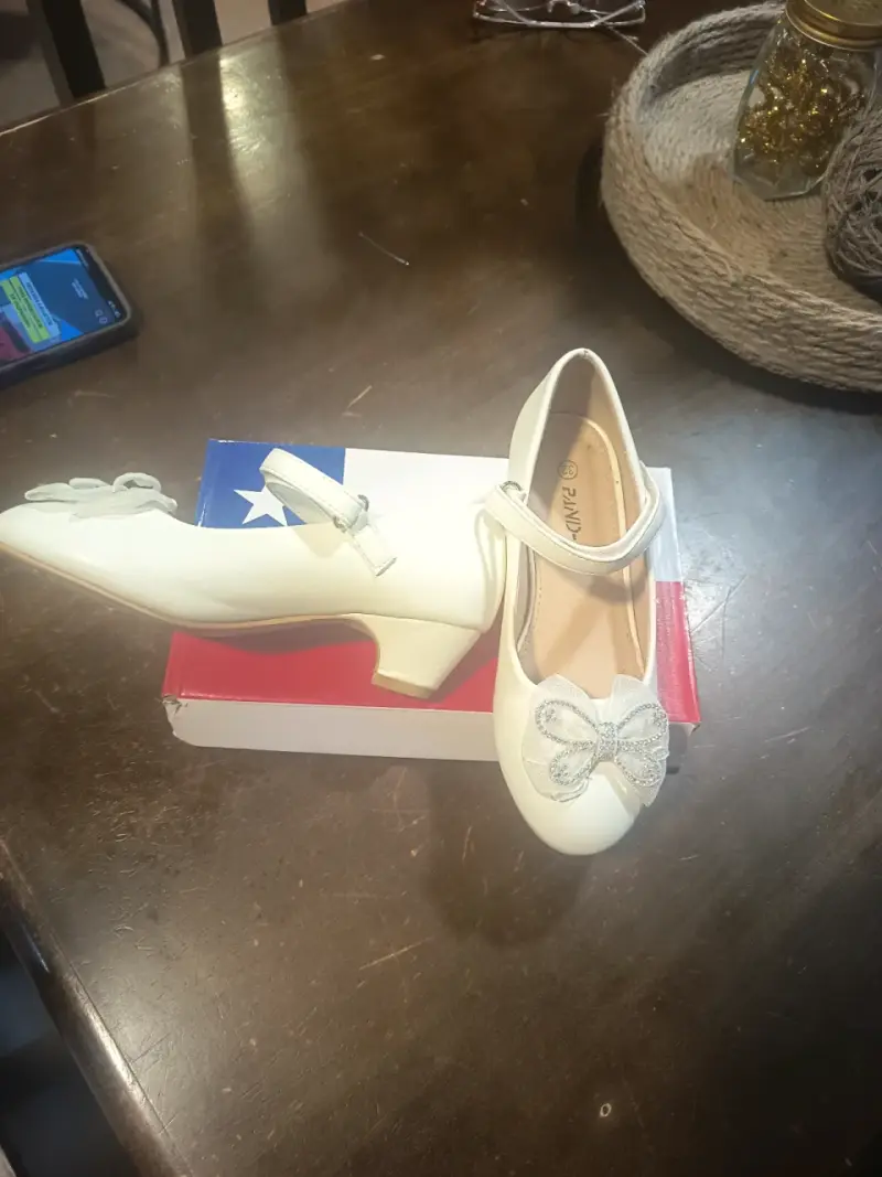 Zapatos de niña blancos con moño talla 32 - 2