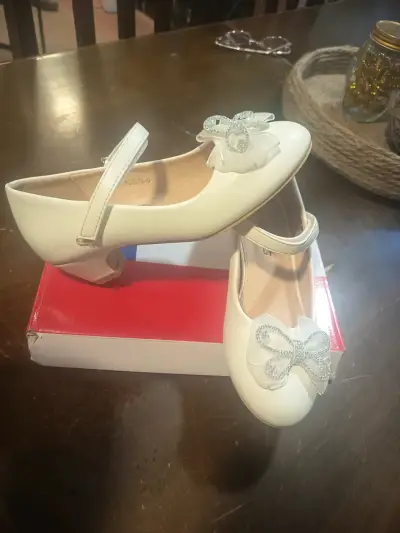 Zapatos de niña blancos con moño talla 32 - miniatura 3