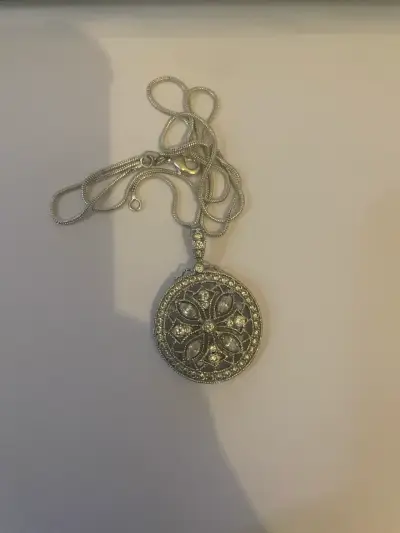 Colgante redondo de plata  925 con circoni - miniatura 1