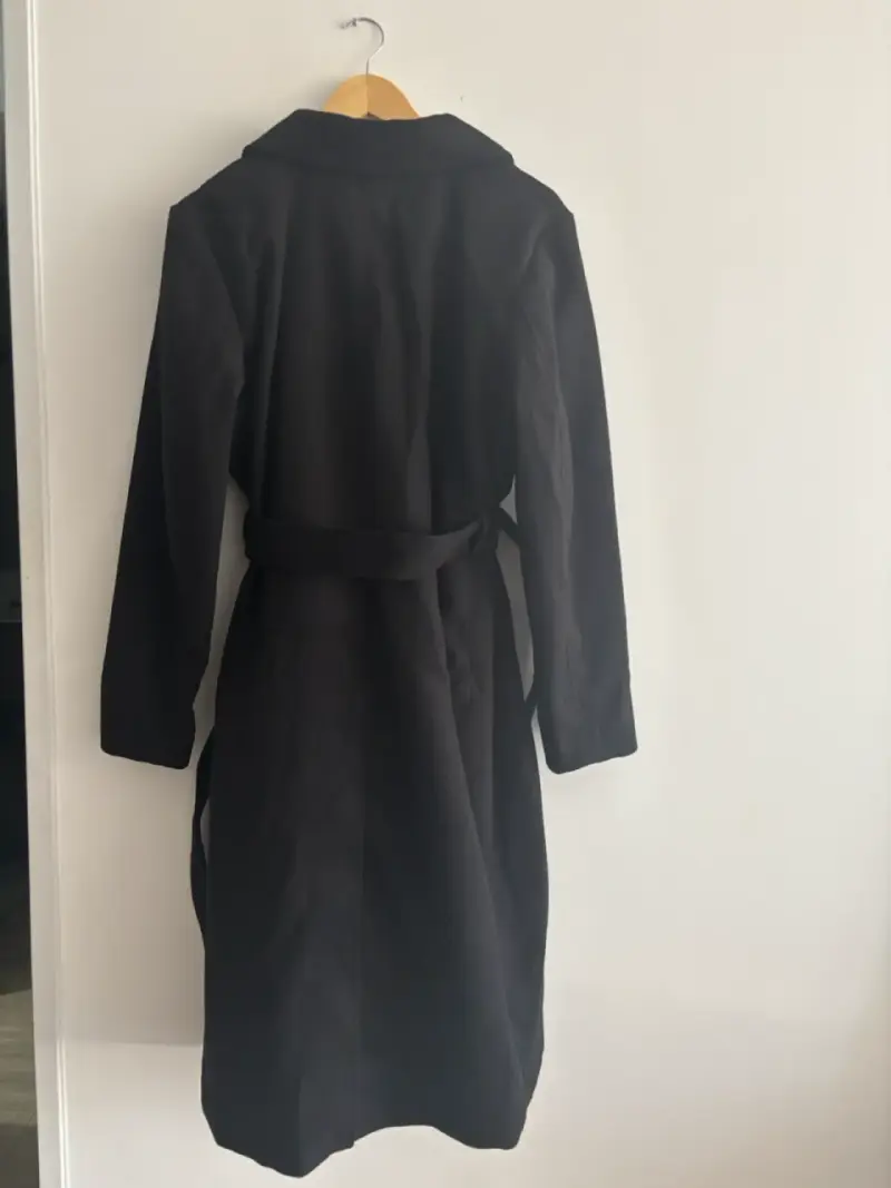 Abrigo negro largo con cinturón H&M - 4