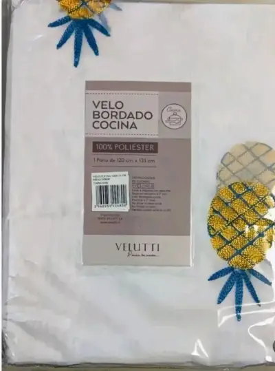 Cortina de cocina con piñas bordadas Velutti - miniatura 2