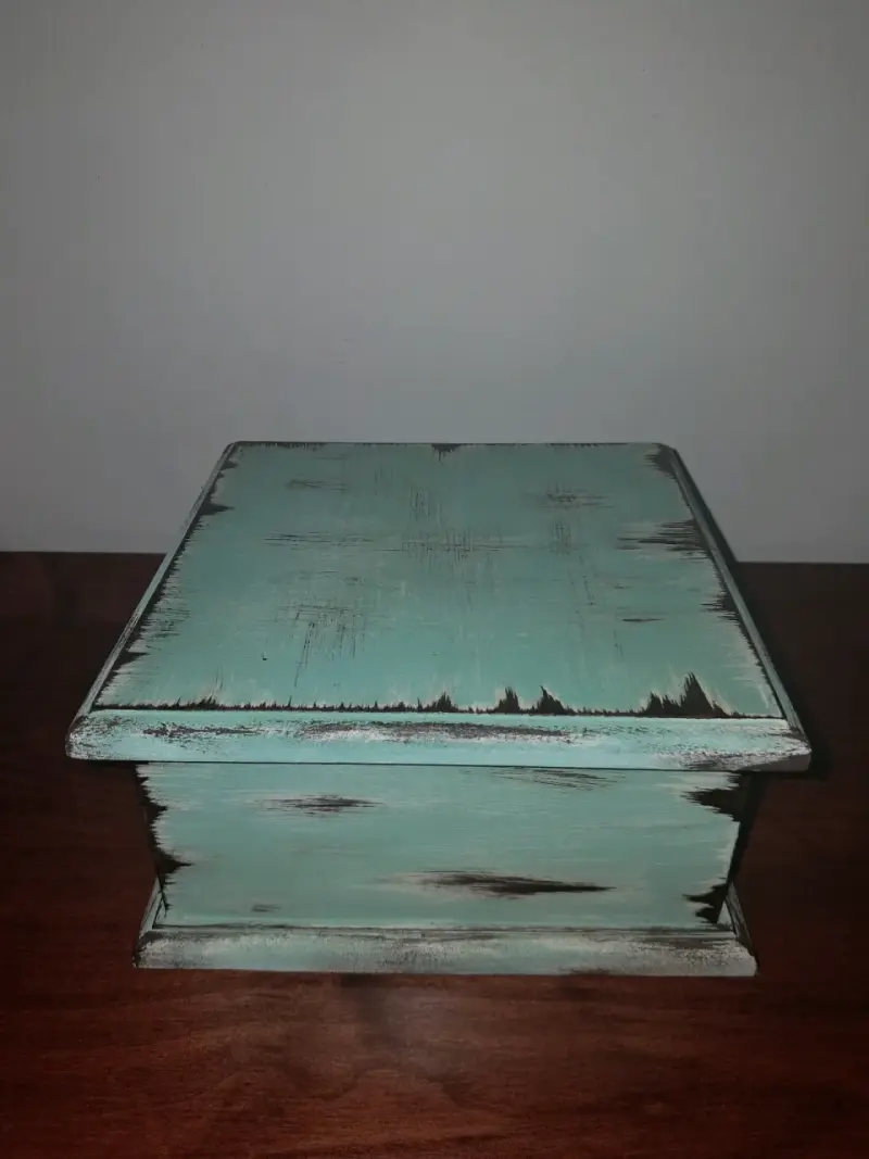 Caja de madera vintage color verde menta - 2