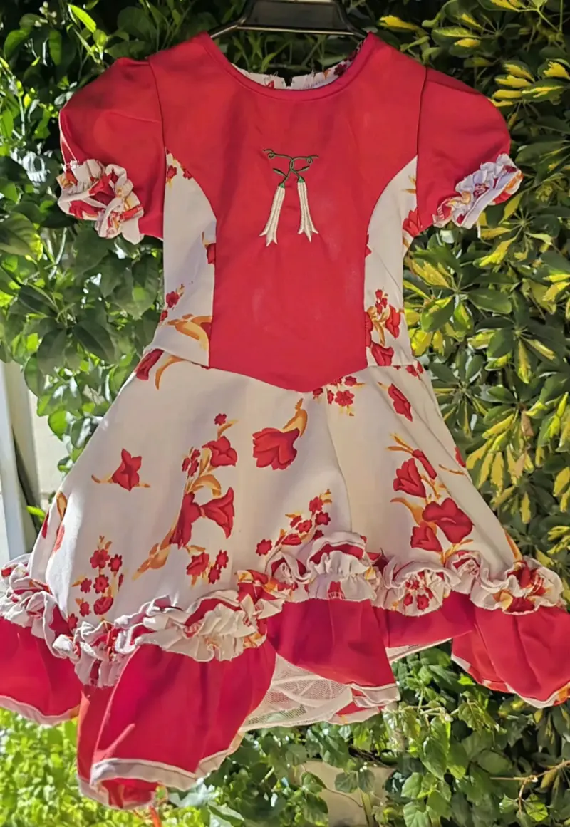 Vestido de huasita más falso y zapatos de charol - 1