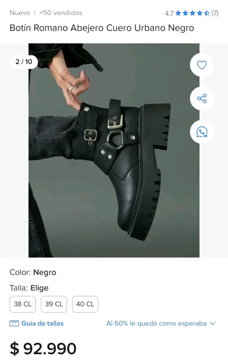 Botines Romano de cuero negro estilo urbano - 1