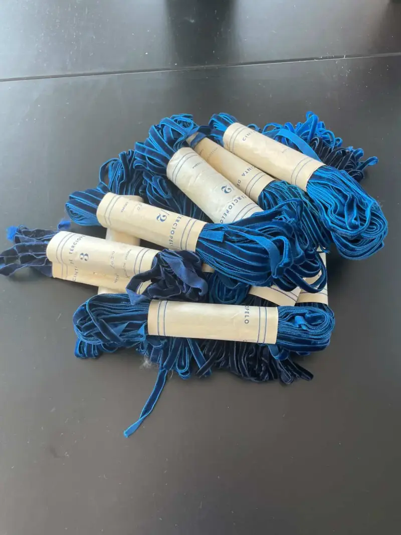 Cintas de terciopelo azul y verde para manualidades - 2