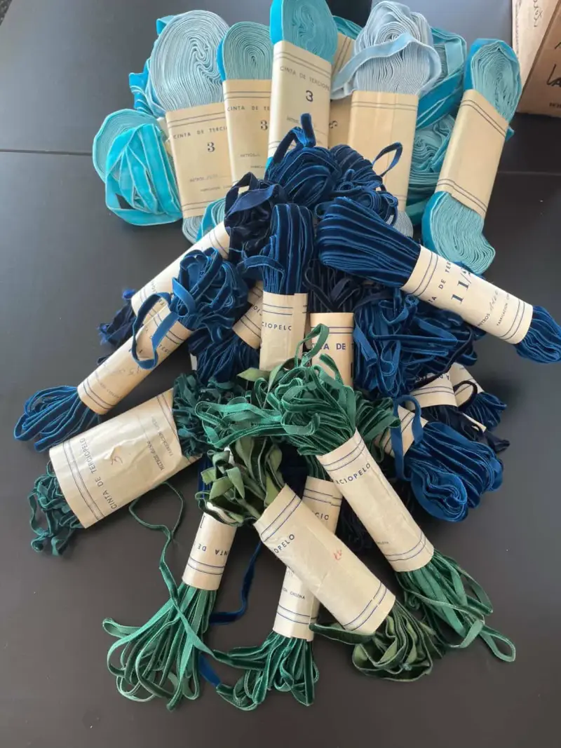 Cintas de terciopelo azul y verde para manualidades - 3
