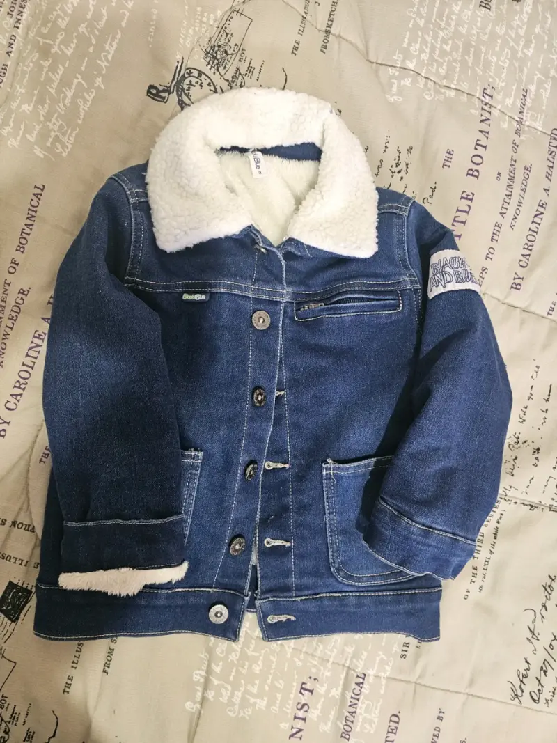 Chaqueta de mezclilla con forro de borrego para niños - 1