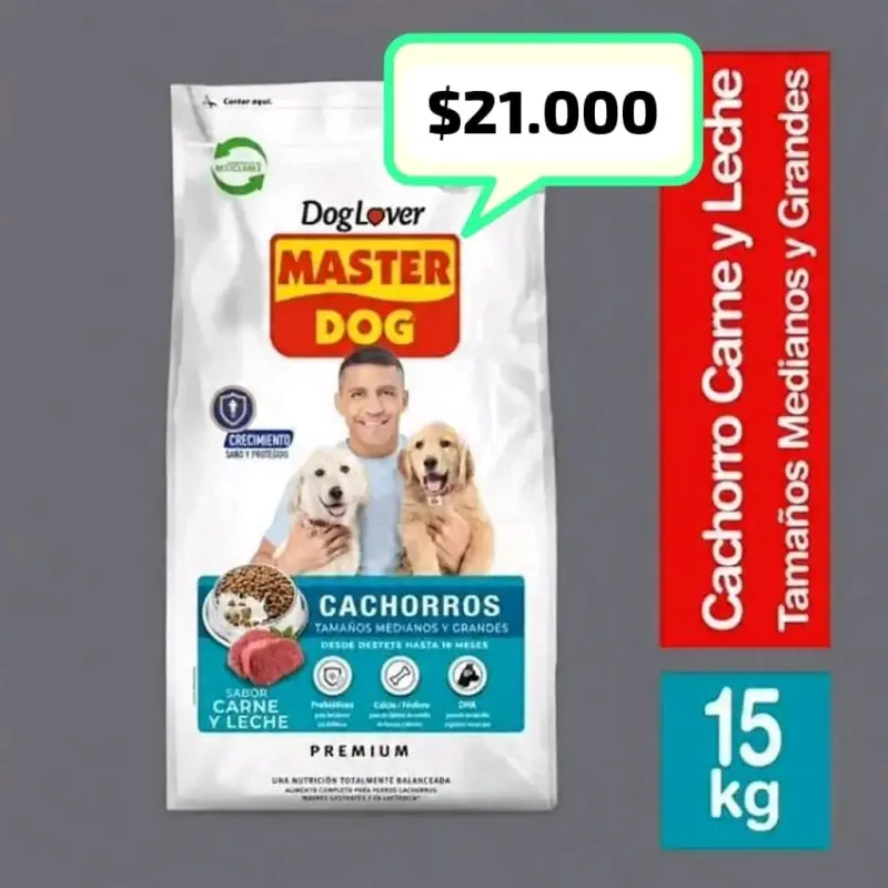 Alimento para Cachorros Master Dog Carne y Leche 15kg