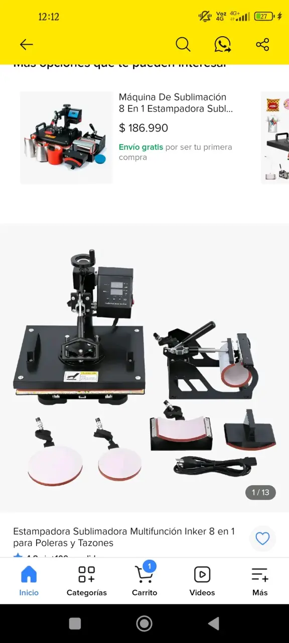 Máquina de Sublimación Multifunción 8 en 1 para Poleras y Tazones