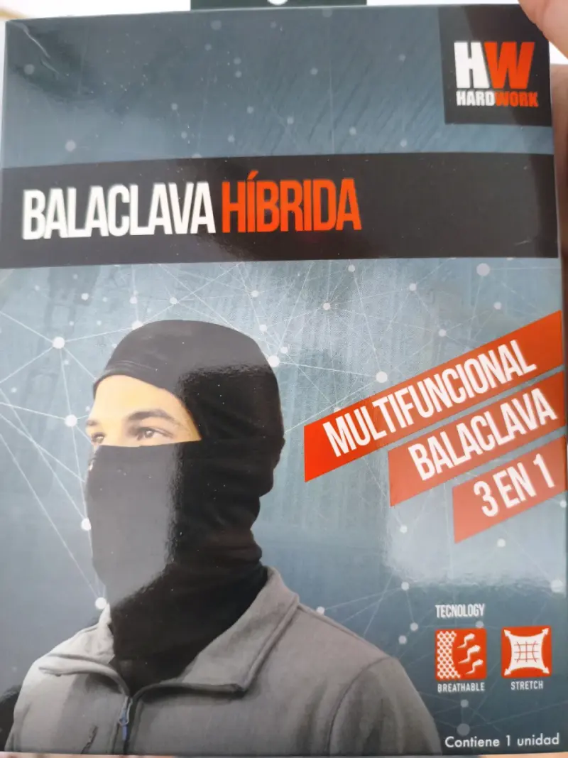 Balaclava híbrida multifuncional HW negra - 1