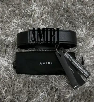 Cinturón de cuero negro Amiri con hebilla grande - miniatura 1