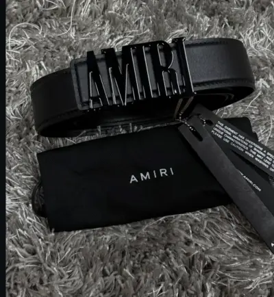 Cinturón de cuero negro Amiri con hebilla grande - miniatura 2