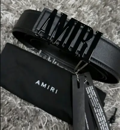Cinturón de cuero negro Amiri con hebilla grande - miniatura 3