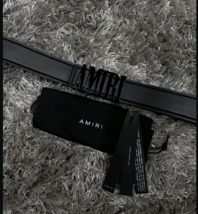 Cinturón de cuero negro Amiri con hebilla grande - miniatura 6